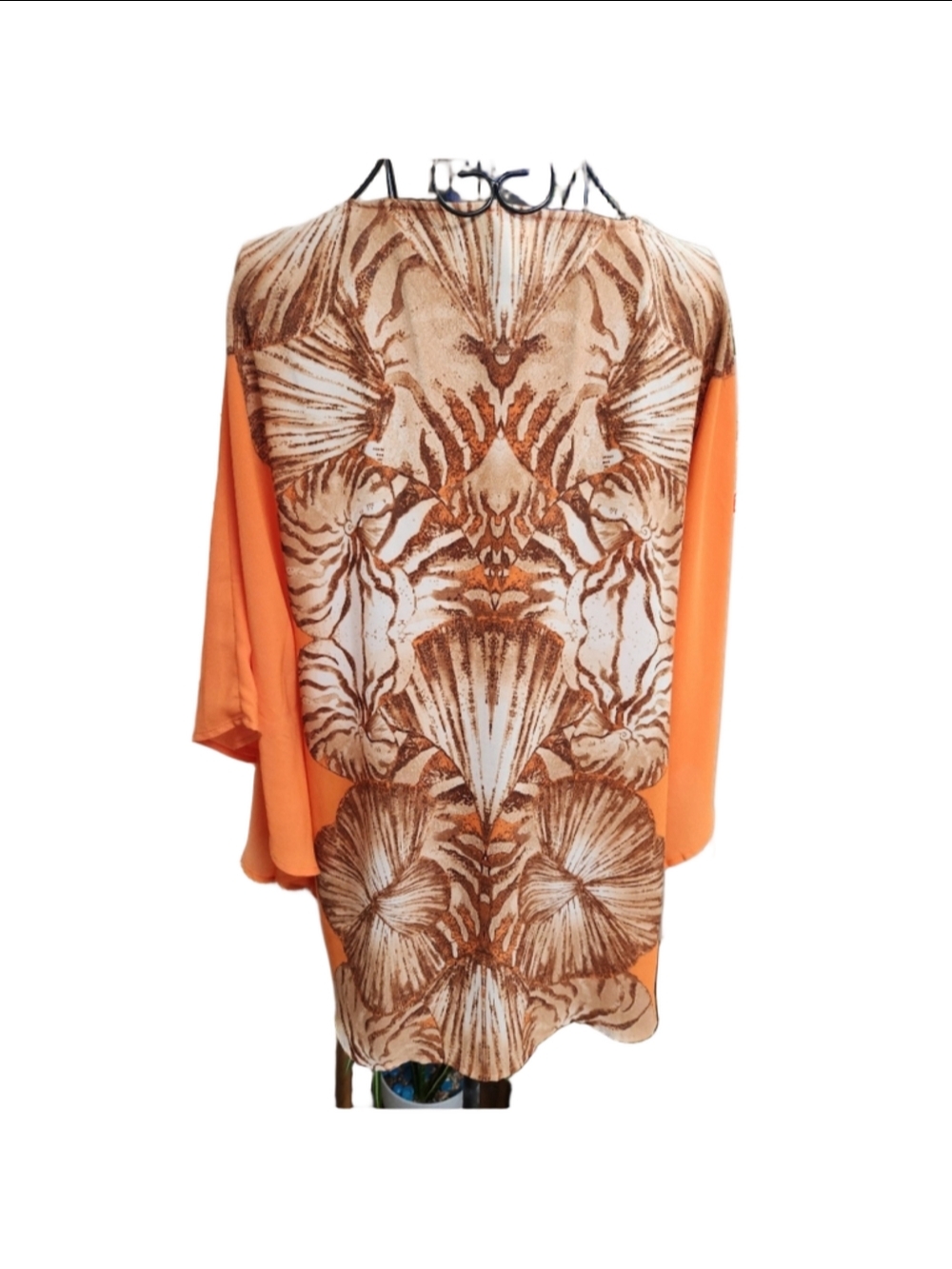 Chico's Orange and Brown Embellished Cap Sleeve Blouse Size S/M - Picture 6 of 9